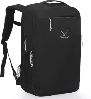 Hynes Eagle TSA Friendly Travel Backpack for Men Women Carry on Backpack 40L Flight Approved Laptop Backpack for 17 inches Compressible Weekender Bag Overnight Backpack Jet Black