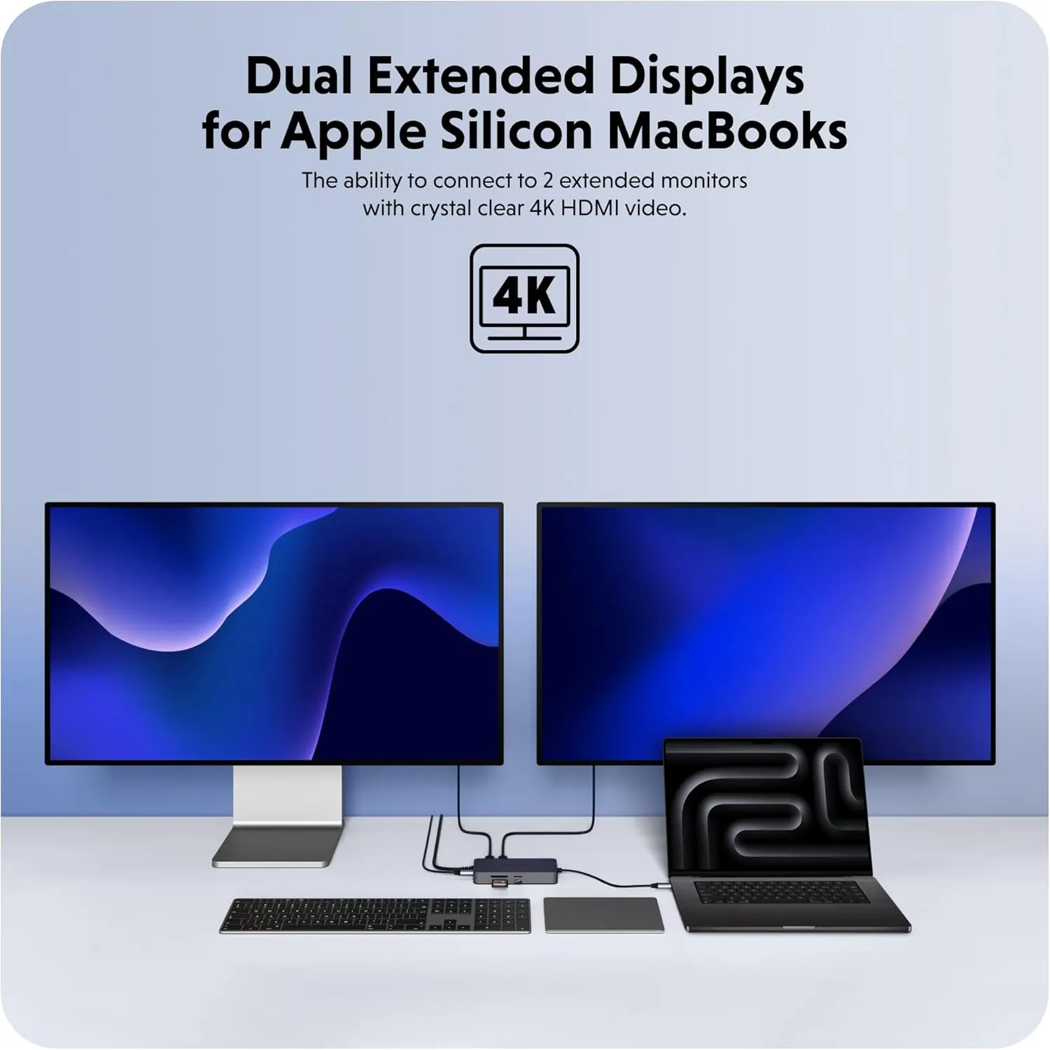 HyperDrive Dual USB C to HDMI 4K 60Hz — 10-in-1 Hub for 2-Monitor Extension, 100W Power Delivery Fast Charging, High-Speed Data Transfer — Compatible w/ M1, M2, M3, M4 MacBook, Windows, Chromebook
