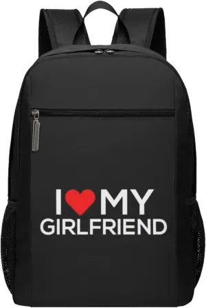 I Love My Girlfriend Travel Laptop Backpack, Business Anti Theft Slim Sturdy Laptops Backpacks, College Computer Bag Gift for Men & Women Fits 17 Inch Notebook,Black