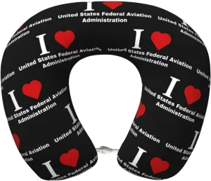 I Love United States Federal Aviation Administration Neck Pillow Memory Foam U-Shaped Travel Neck Pillow for Airplanes Car Home
