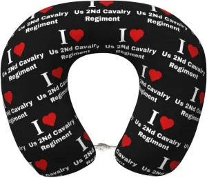 I Love Us 2Nd Cavalry Regiment Neck Pillow Memory Foam U-Shaped Travel Neck Pillow for Airplanes Car Home