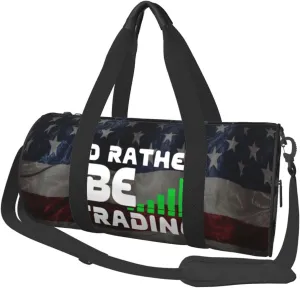 I'D Rather Be Trading Traders Forex Stocks Day Duffel Bag Gym Bag Travel Sports Tote Large Foldable Beach Swim Yoga1