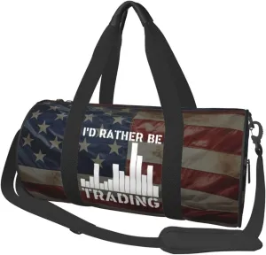 I'D Rather Be Trading Traders Forex Stocks Day Duffel Bag Gym Bag Travel Sports Tote Large Foldable Beach Swim Yoga5