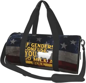 If Genders Confuse You Go Milk A Bull Duffel Bag Gym Bag Travel Sports Tote Large Foldable Beach Swim Yoga1
