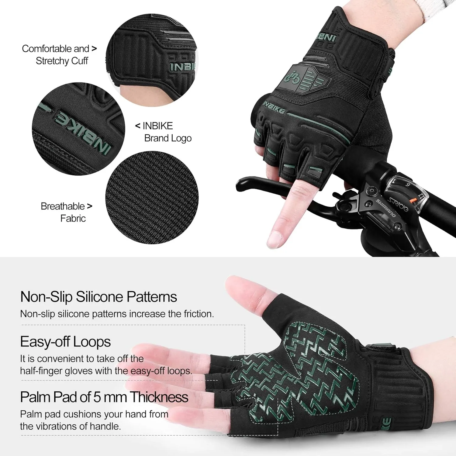 INBIKE Cycling Gloves Bike Glove Anti Slip Shock Absorbing Adjustable Breathable Padded MTB Racing Sports Gloves…