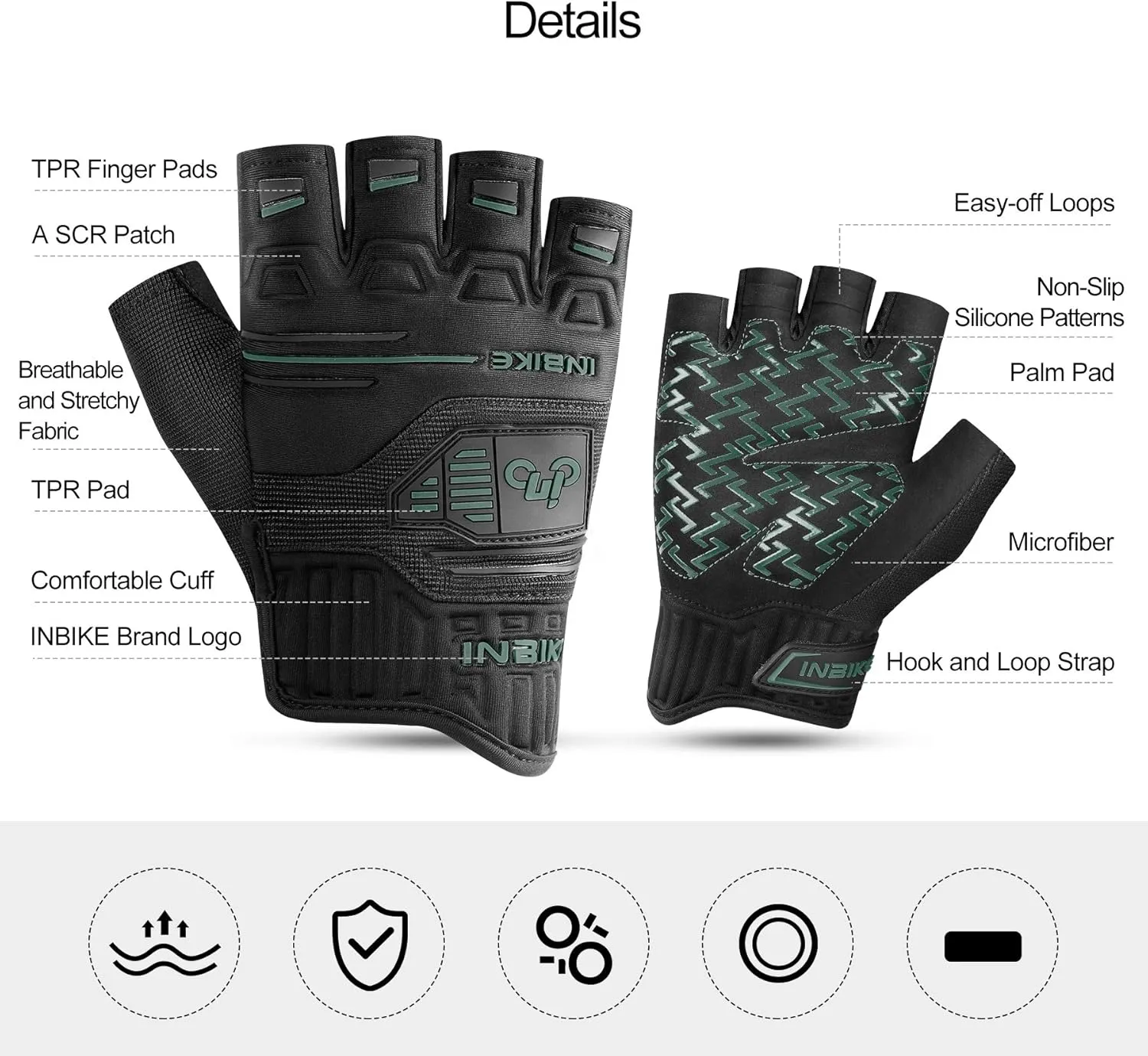 INBIKE Cycling Gloves Bike Glove Anti Slip Shock Absorbing Adjustable Breathable Padded MTB Racing Sports Gloves…