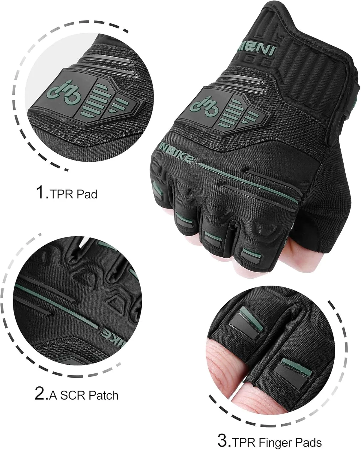 INBIKE Cycling Gloves Bike Glove Anti Slip Shock Absorbing Adjustable Breathable Padded MTB Racing Sports Gloves…