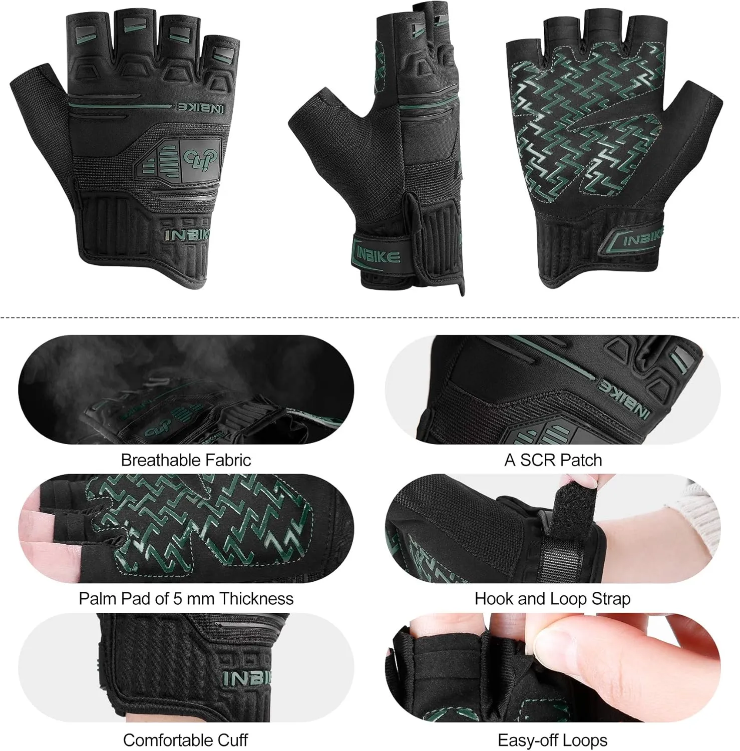 INBIKE Cycling Gloves Bike Glove Anti Slip Shock Absorbing Adjustable Breathable Padded MTB Racing Sports Gloves…