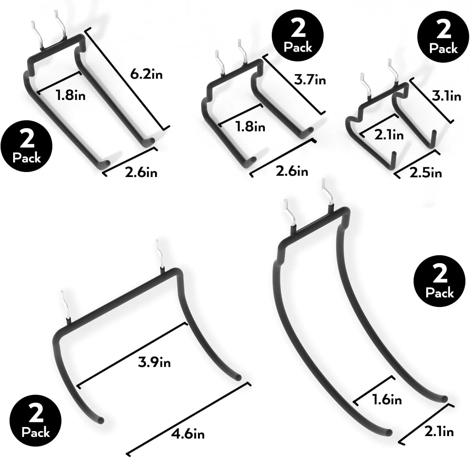 INCLY 10 Pack Heavy Duty Pegboard Hooks, 1/4" Pegboard Drill Holder Tool Utility Hooks, Peg Board Tool Hangers Accessories for Hanging Power Tools, Drill, Hammer, Workbench, Garage
