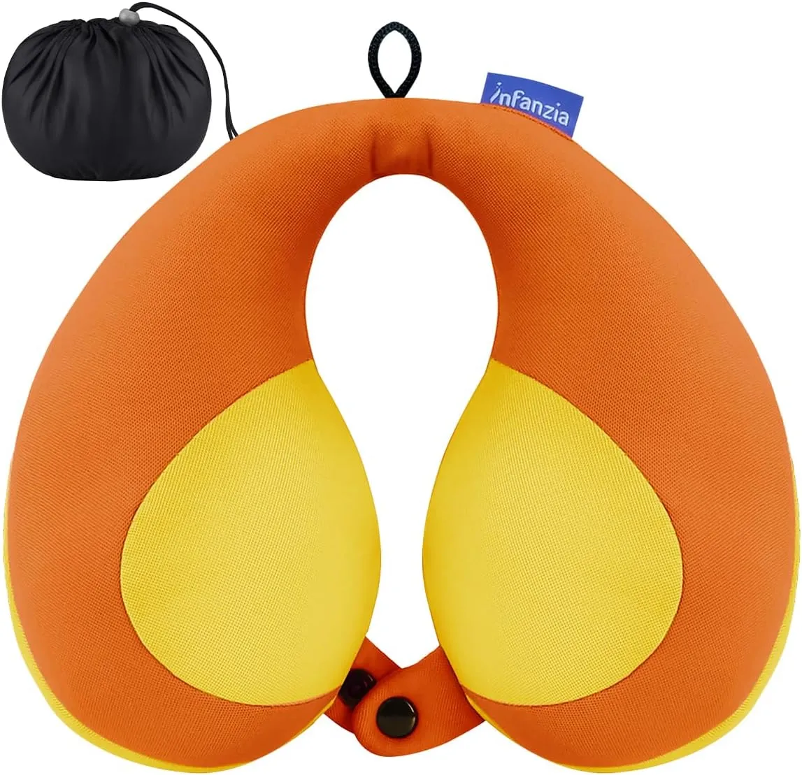 INFANZIA Kids Chin Supporting Travel Neck Pillow, Helps Support Head and Neck, Comfortably Designed for Head, Neck, and Chin Support - Gifts for Toddler/Child/Kids, Orange