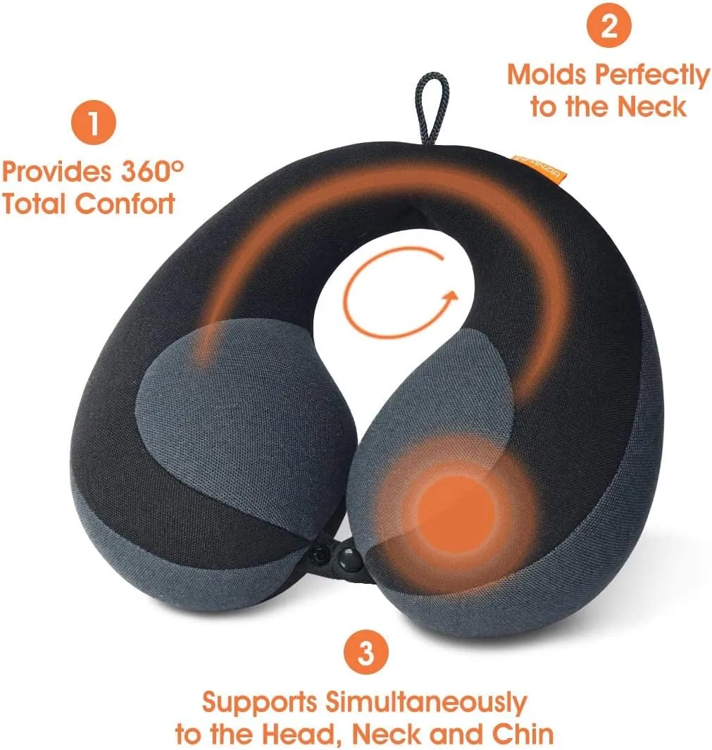 INFANZIA Kids Chin Supporting Travel Neck Pillow, Helps Support Head and Neck, Comfortably Designed for Head, Neck, and Chin Support - Ideal for Toddlers and Children,Black