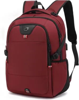 INSAVANT Laptop Backpack 15.6 Inch Water Resistant Backpacks Durable College Travel Daypack Anti Theft with USB Charging Port Best Gift for Men Women (15.6 Inch, Red)