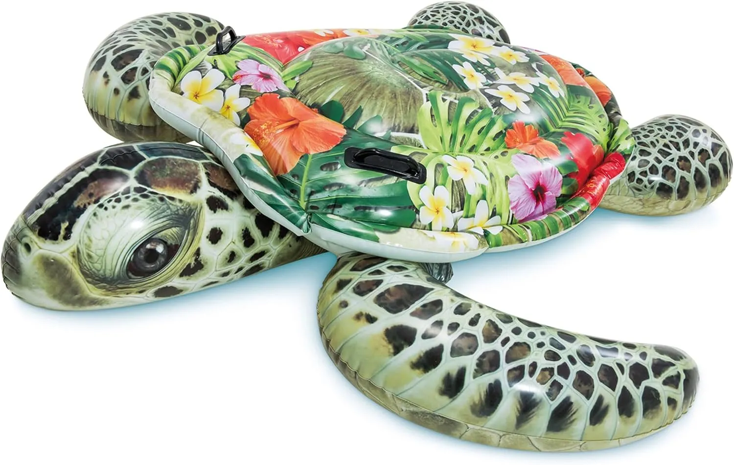 Intex Realistic Sea Turtle Inflatable Ride On Pool Float with Heavy Duty Handles for Pool Rafts and Inflatable Ride Ons