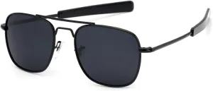 IOHLNG Mens Aviator Sunglasses Polarized 55mm Pilot Military Square Shades with Bayonet Temples