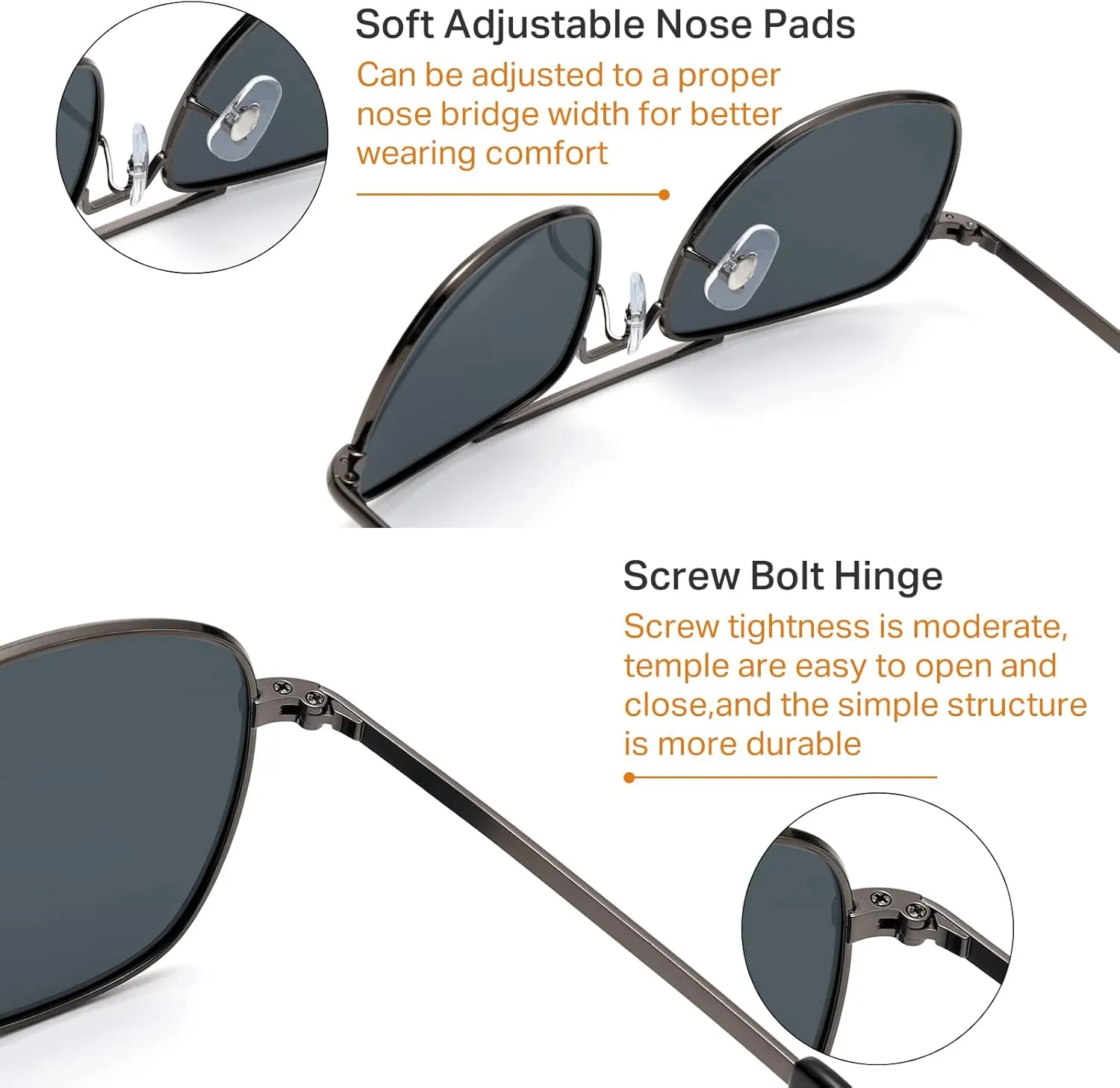 IOHLNG Mens Aviator Sunglasses Polarized 55mm Pilot Military Square Shades with Bayonet Temples