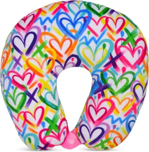 iscream   Corey Paige Designs Silky Fleece 12" Neck Support Pillow - Graffiti Hearts