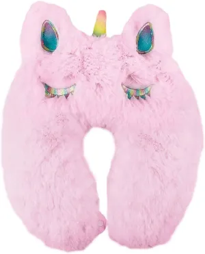 iscream Plush Furry 13" Neck Support Pillow - Sleeping Unicorn