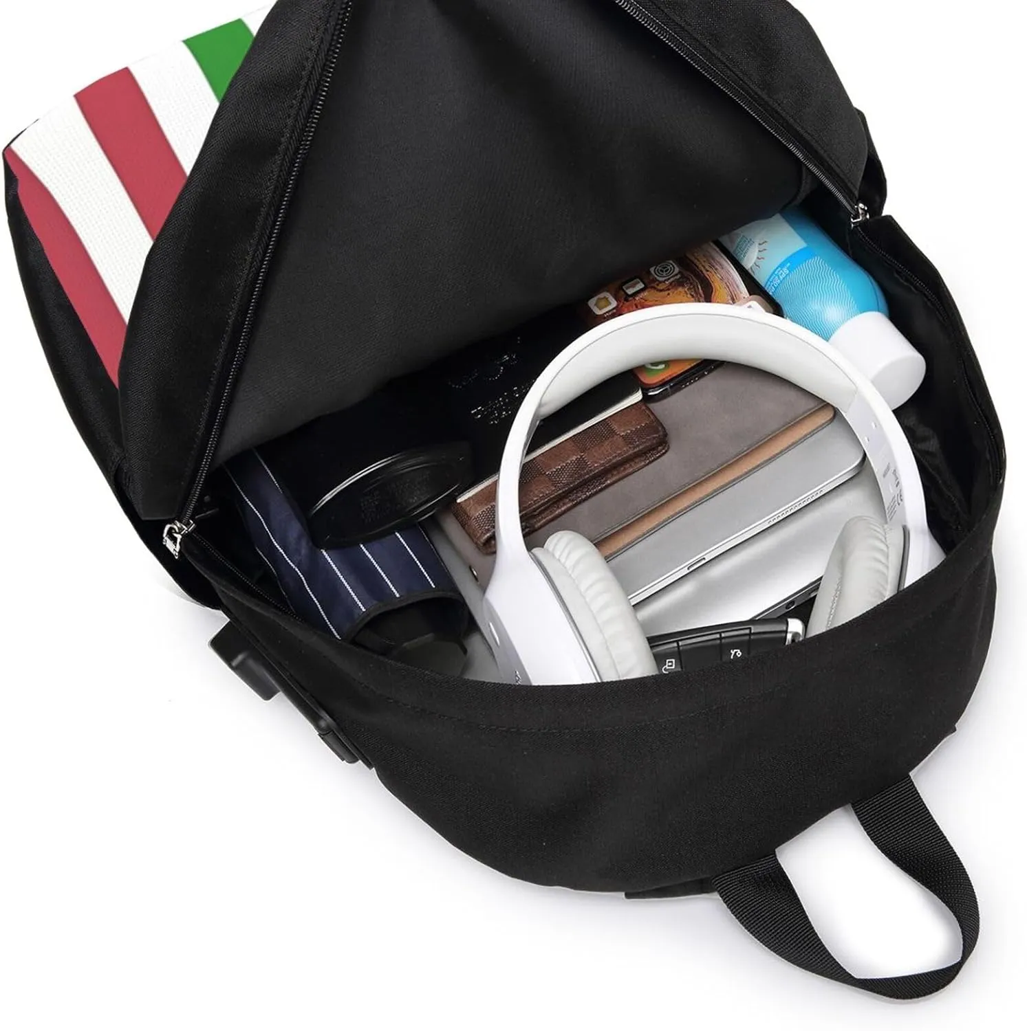Italian American Flag Laptop Backpacks Travel Backpack Casual Business Daypack Sport Rucksack Computer Bag Fits up to 17 Inch Notebook with USB Port
