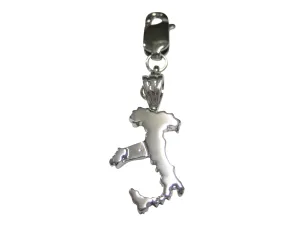 Italy Country Map Shape Pendant Zipper Pull Charm