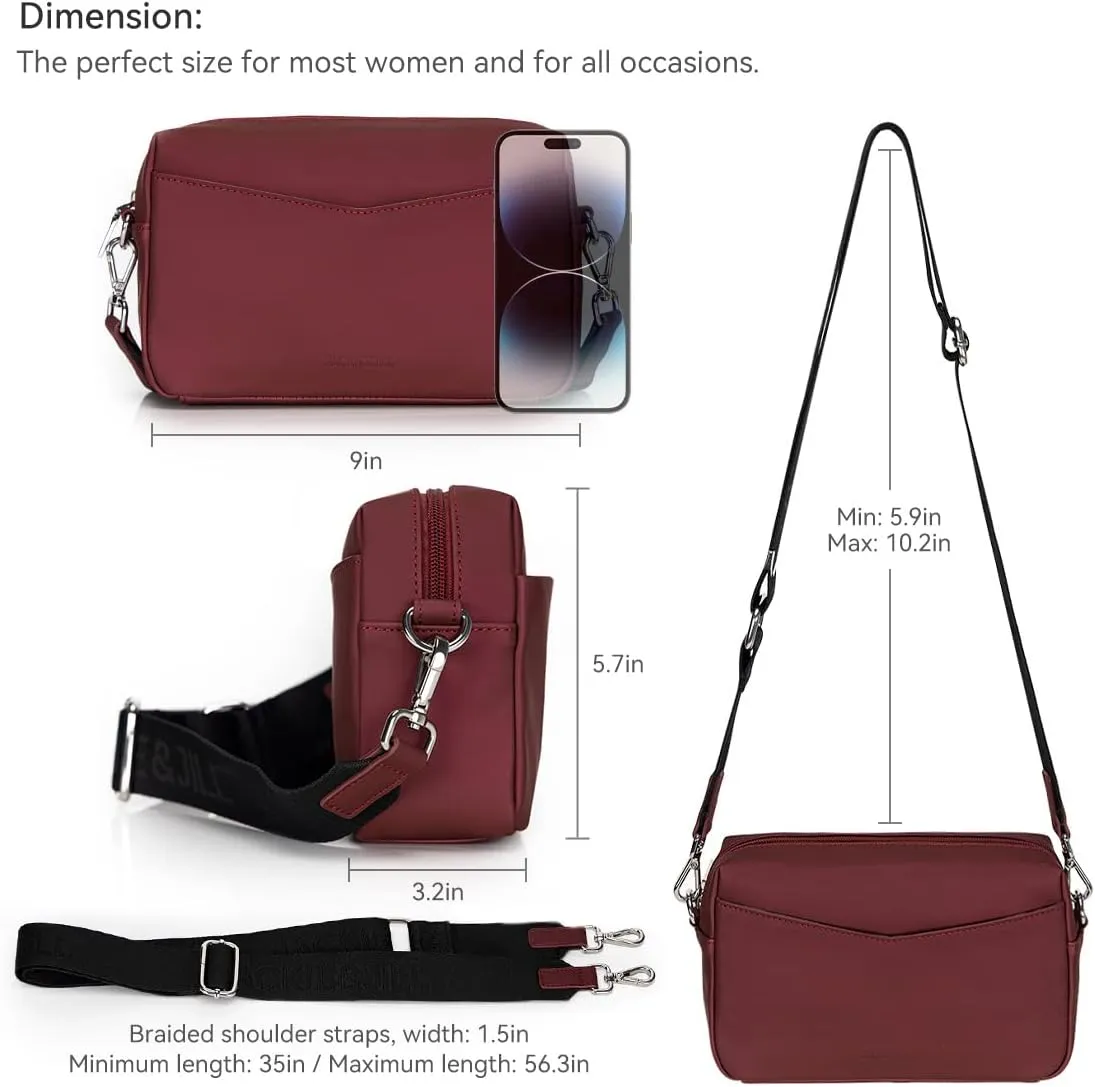 Jackie&Jill Small Crossbody Bags Purses for Women,Cork & Leather Shoulder Handbags with Wide Strap,Top Zipper Camera Bag