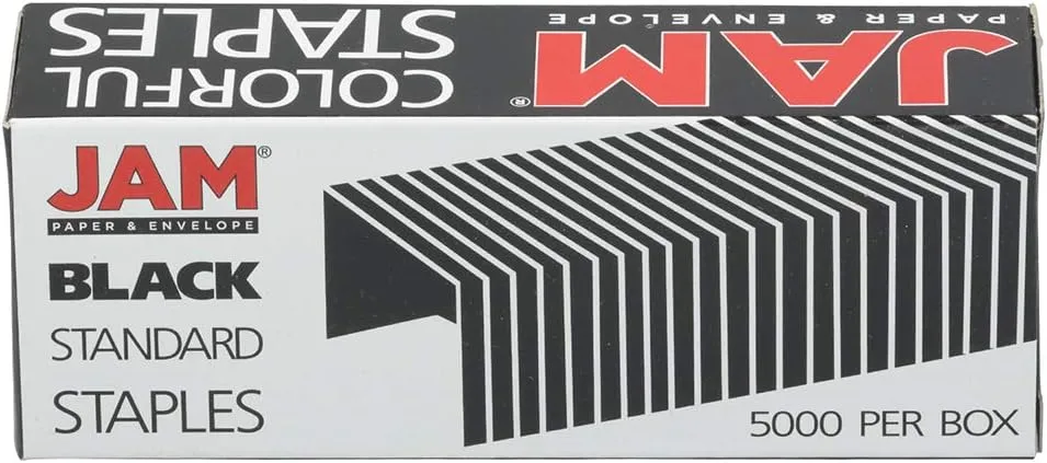 JAM PAPER Standard Size Colorful Staples - Jet Black - 5000/box