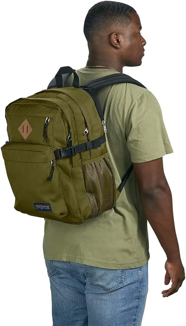 JanSport Main Campus Backpack - Travel or Work backpack w 15-Inch Laptop Sleeve and Dual Water Bottle Pockets, Army Green
