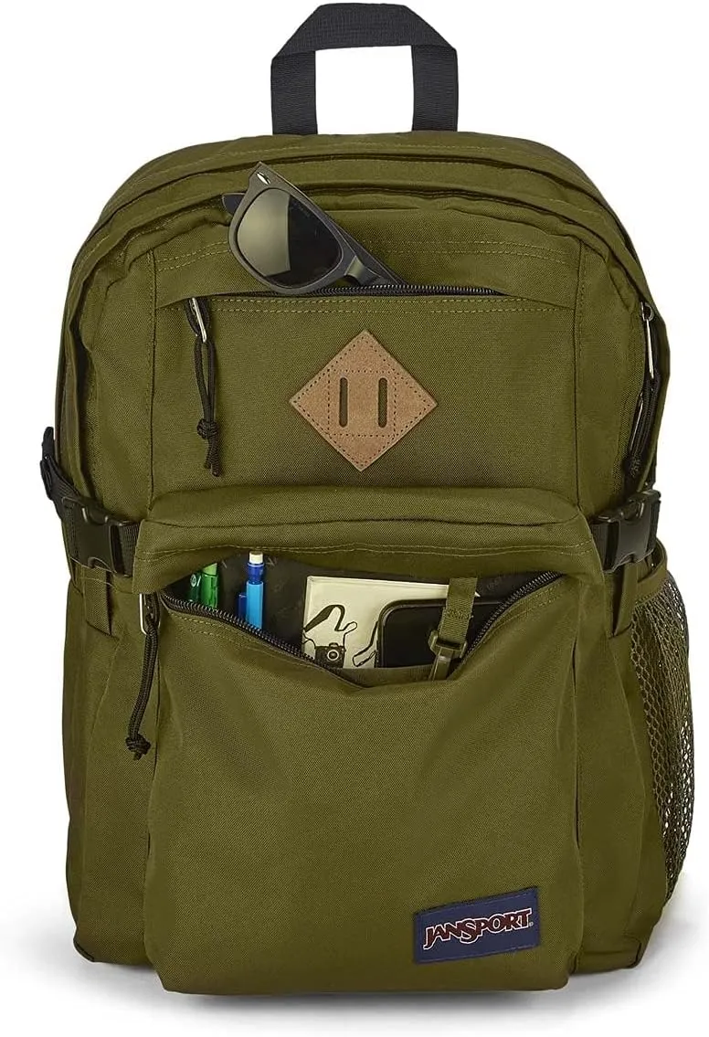 JanSport Main Campus Backpack - Travel or Work backpack w 15-Inch Laptop Sleeve and Dual Water Bottle Pockets, Army Green