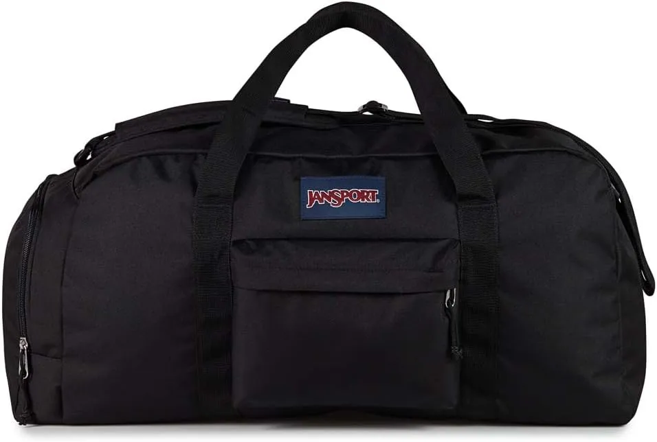 JanSport Weekender Medium Duffel - Travel or Gym Bag, Durable Weekender with Front Utility Pocket & Side Grab Handles - Black