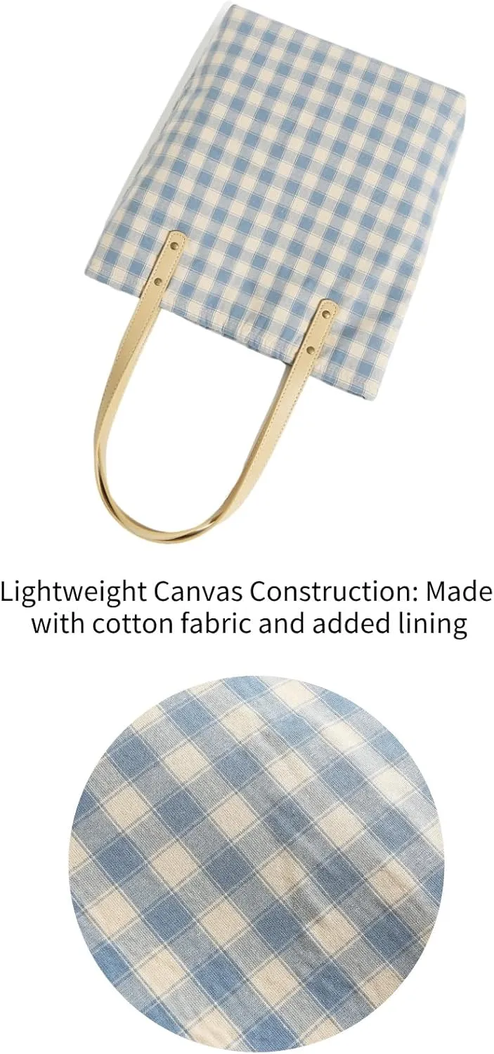 Jeelow Floral Cotton Canvas Tote Handbag with Vegan Leather Handles for Women - Lightweight Shoulder Bag Purse Snap Closure