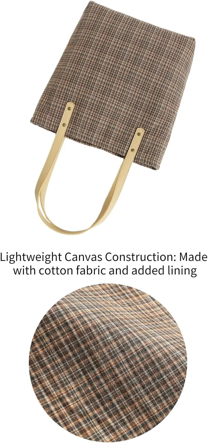 Jeelow Floral Cotton Canvas Tote Handbag with Vegan Leather Handles for Women - Lightweight Shoulder Bag Purse Snap Closure