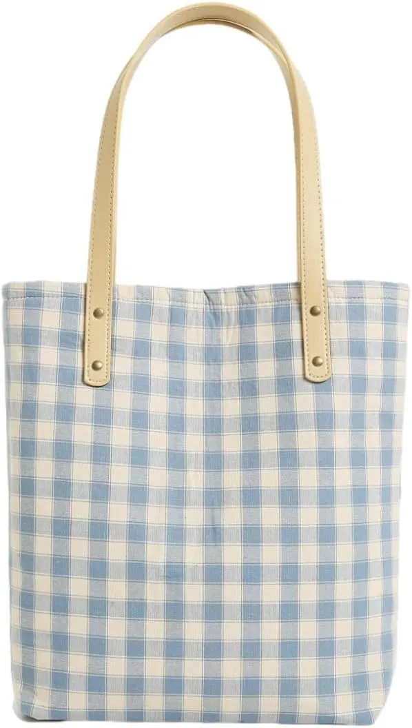 Jeelow Floral Cotton Canvas Tote Handbag with Vegan Leather Handles for Women - Lightweight Shoulder Bag Purse Snap Closure