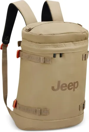 Jeep JS013C Cylindrical Travel Backpack, Warm Sand, 17" Laptop