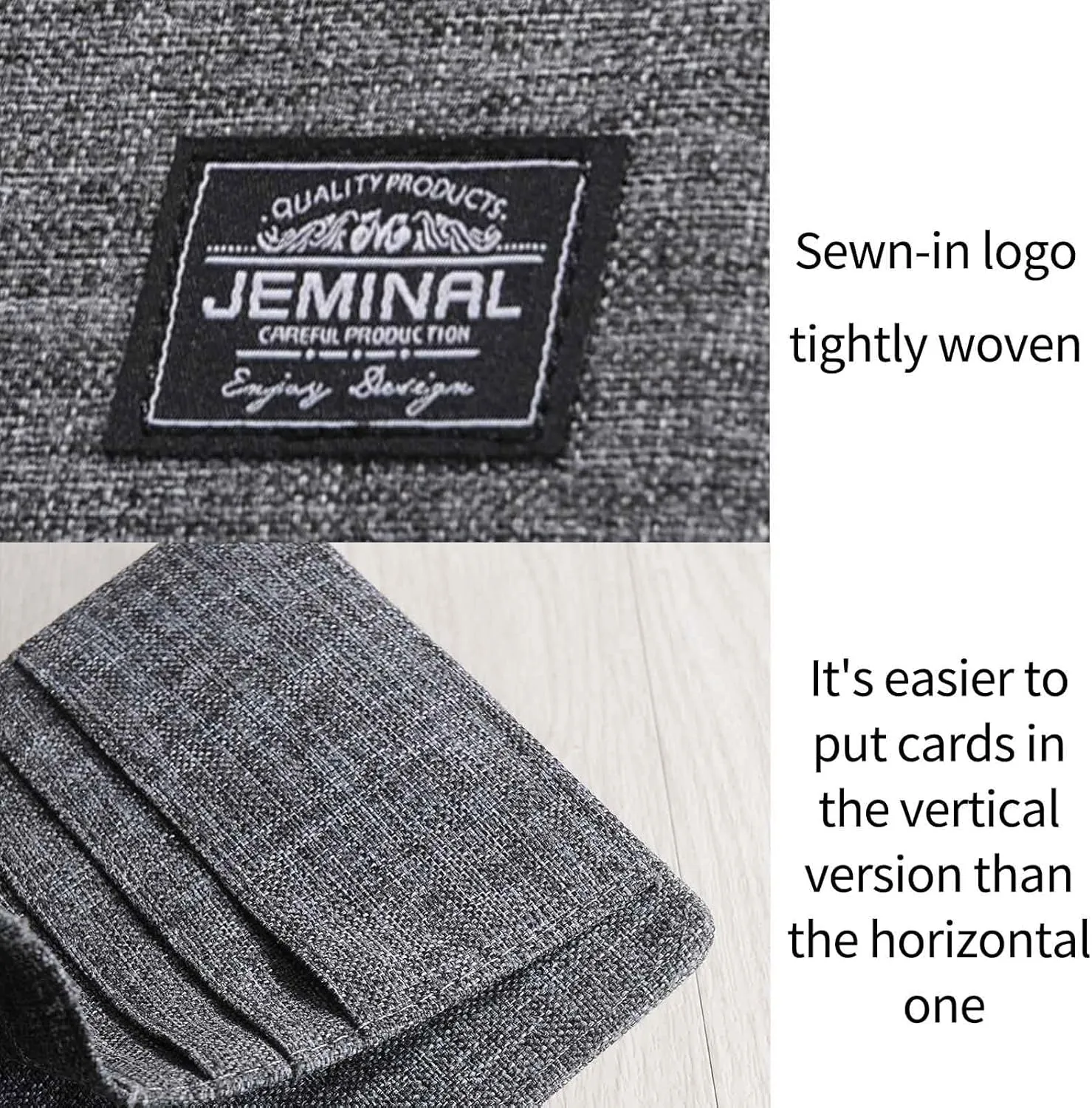 JEMINAL Men's Vertical Card Case, Trendy Fashion Money Clip, 8 Card Positions, Short Wallet, Minimalist Card Case (Light Grey)