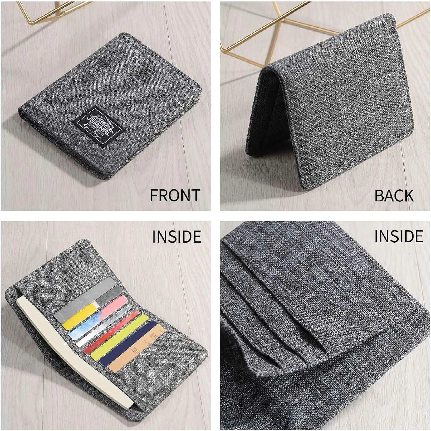 JEMINAL Men's Vertical Card Case, Trendy Fashion Money Clip, 8 Card Positions, Short Wallet, Minimalist Card Case (Light Grey)