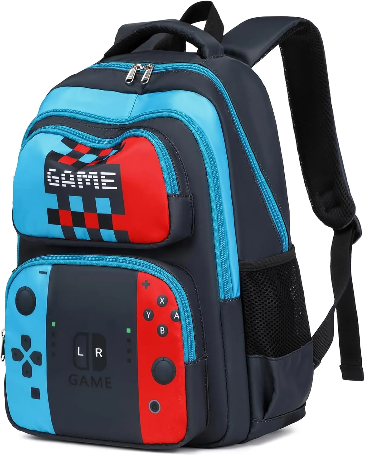 JIANYA Kids Backpack for School Boys Gamer School Bag for Elementary Kids Children 3pcs Boys Backpack with Lunch Box & Pencil Case