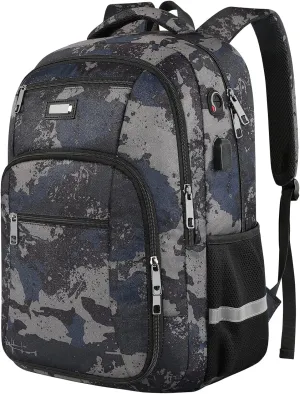 Jiefeike Laptop Backpack for Men, Extra Large Travel Backpack with USB Charging Port, TSA Friendly Anti Theft Water-Resistant Bag Daypack for Work, Daily Computer Bookbag Fits 17 Inch Laptop Backpack