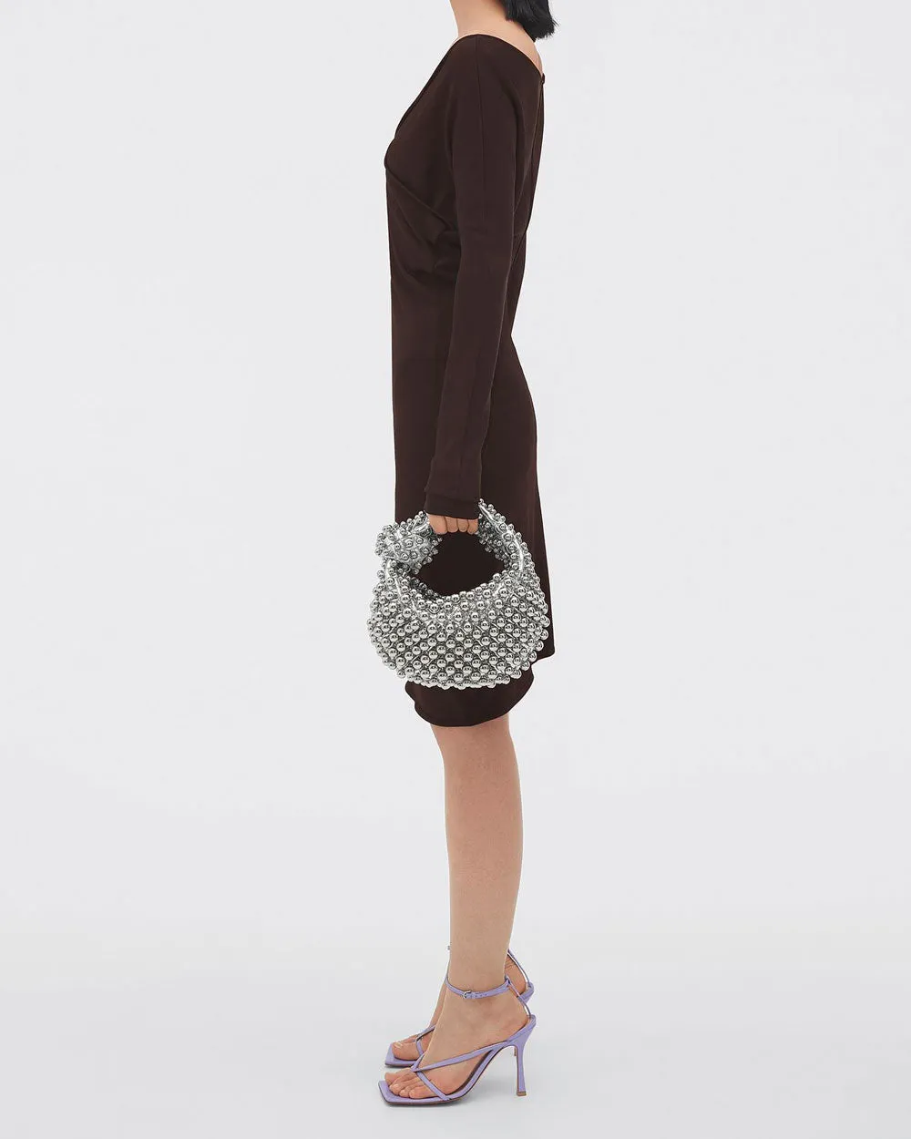 Jodie Mini Studded Mirror Bag in Silver
