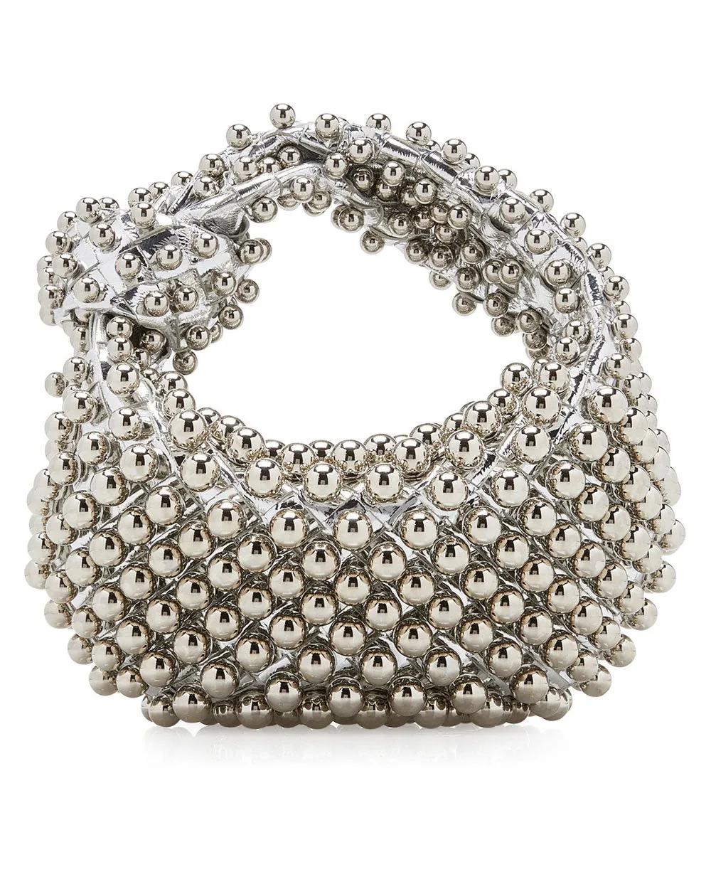 Jodie Mini Studded Mirror Bag in Silver