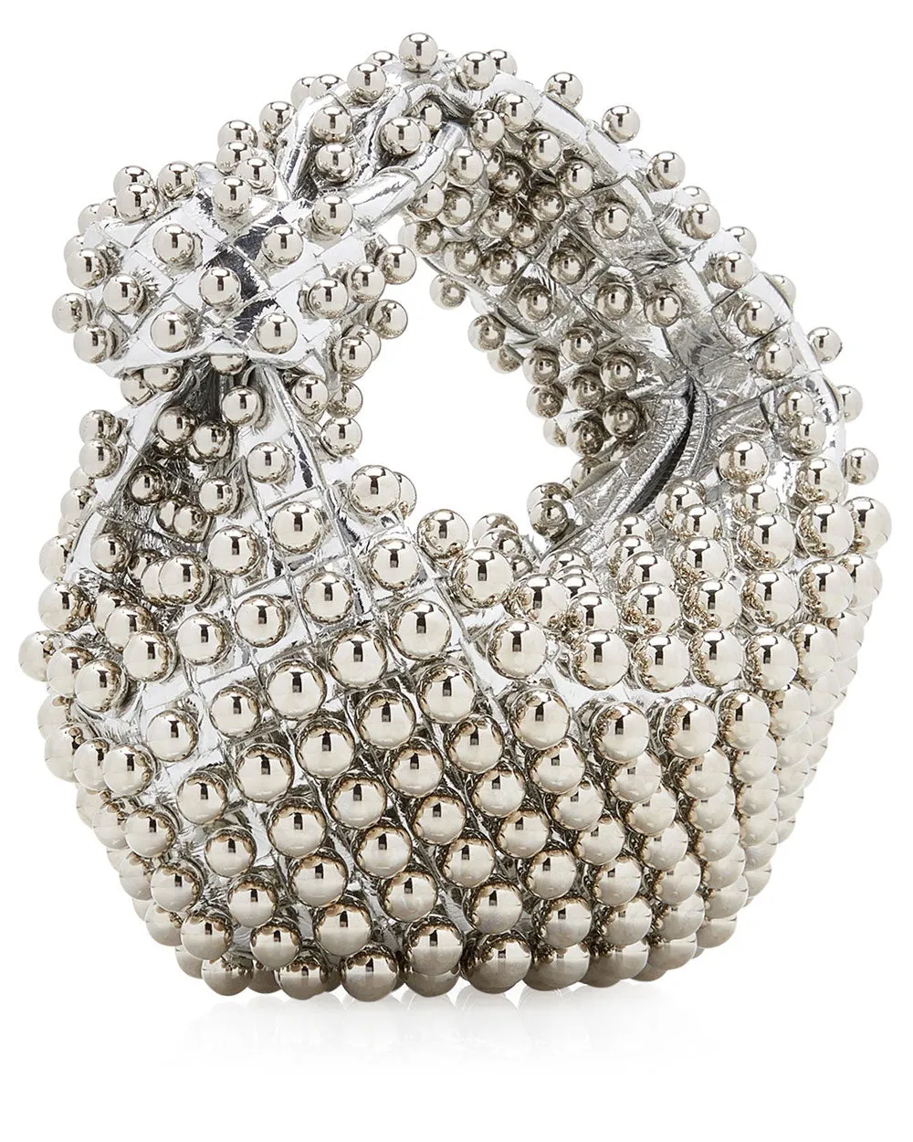 Jodie Mini Studded Mirror Bag in Silver