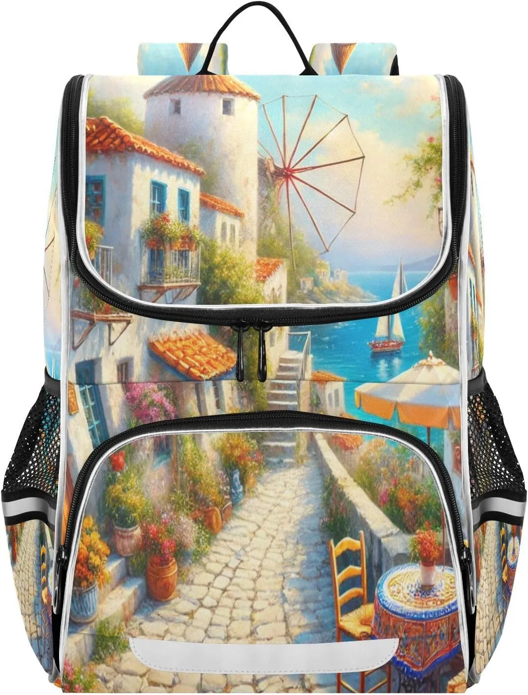 Joko Ivery Alley Windmill Flower Blue Kids Backpack for School Bookbag with Adjustable Chest Clip for Boys Girls Travel Elementary School