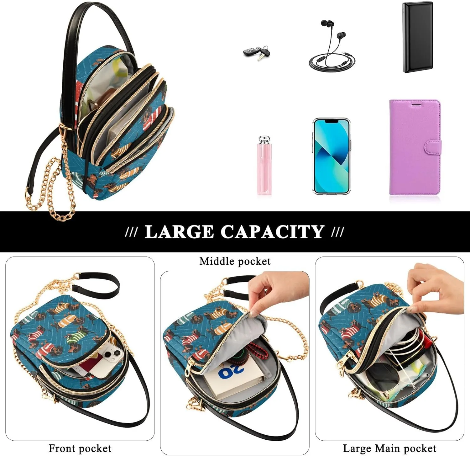 Joko Ivery Multi Pockets Crossbody Bags for Women Zip Cell Phone Purse Wallet Bag with Detachable Shoulder Strap for Girls