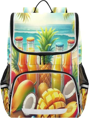 Joko Ivery Tropical Fruit Juice Summer Kids Backpack for School Bookbag with Water Bottle Holder for Girls Elementary School Travel Boys
