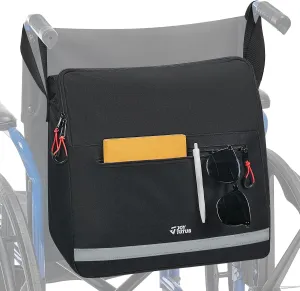 JOYTUTUS Wheelchair Bag, Wheelchair Backpack Bag, Wheelchair Accessories Bag with Cup Holder, Storage Pouch Bag with Reflective Stripe for Walker Rollator Wheelchair (15.7 * 15 * 6 in)