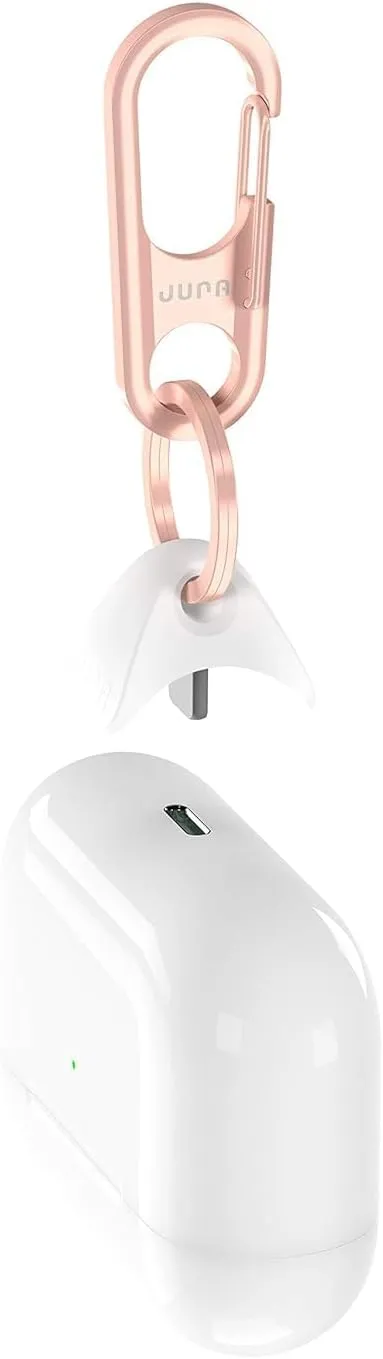 JURA Anchor for All Apple AirPods - Rose Gold Carabiner - Black Carbon Fiber Anchor - Lightning & USB-C Port