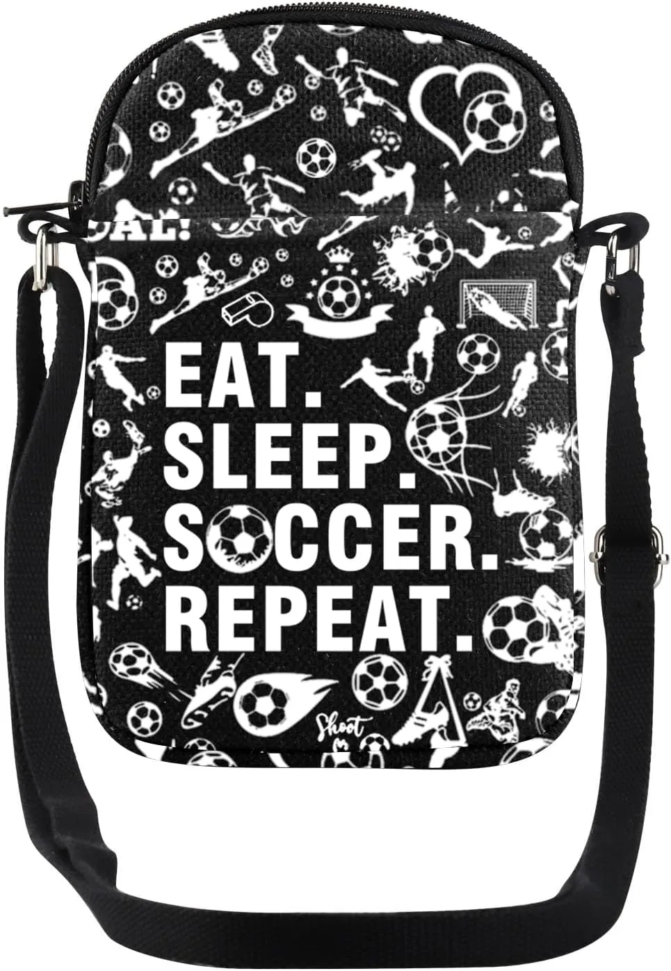 JYTAPP Soccer Lovers Crossbody Bag Eat Sleep Soccer Repeat Crossbody Bag Women Soccer Player Gifts Soccer Fans Birthday Gift