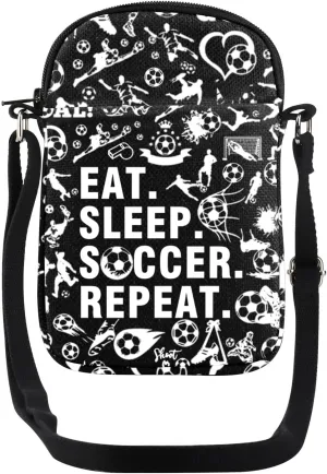 JYTAPP Soccer Lovers Crossbody Bag Eat Sleep Soccer Repeat Crossbody Bag Women Soccer Player Gifts Soccer Fans Birthday Gift