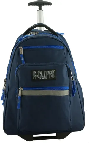 K-Cliffs Heavy Duty Rolling Backpack School Bookbag with Wheels Deluxe Wheeled Daypack
