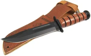 Ka-Bar 1220 US Army Straight Edge Fighting/Utility Knife with Leather Sheath , Beige, 7" Blade