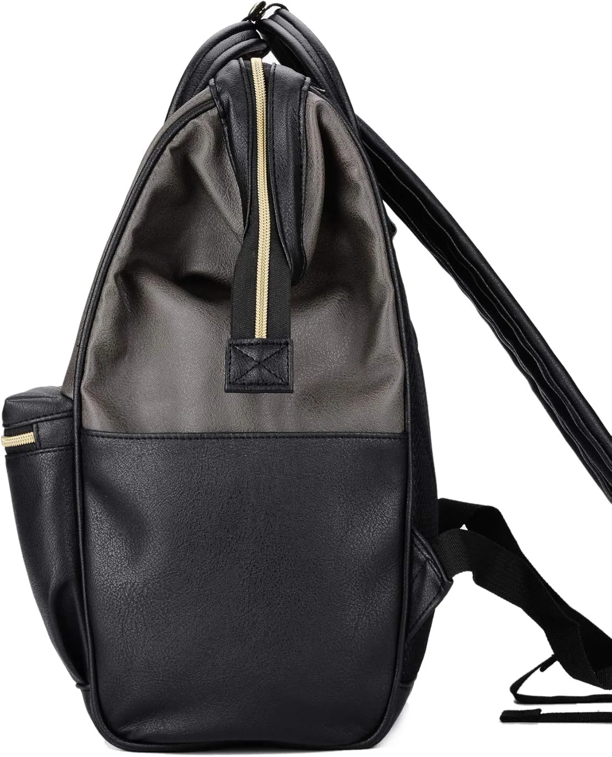 Kah&Kee Leather Backpack for Women and Men 15-inch Laptop Bag | Teacher Professional, Diaper Bag Backpack, Ideal for Work, School, Nurse, College & Travel (Grey/Black, Medium)