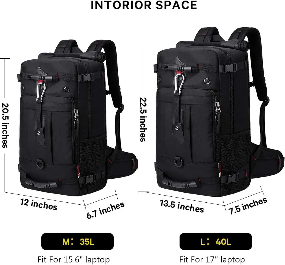 KAKA Travel Backpack, Carry On Backpack Durable Convertible Duffle Bag Fit for 15.6 Inch Laptop for Men and Women(Medium 35L)